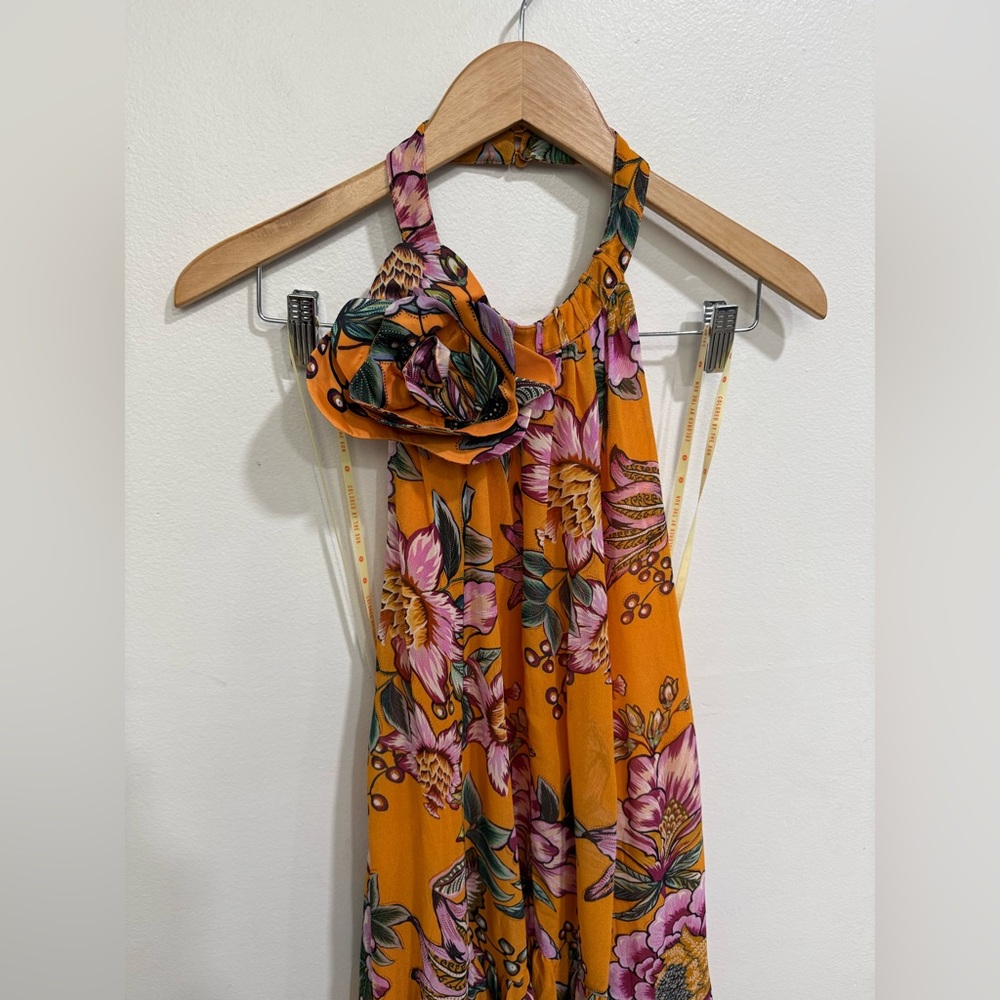 NWT FARM Rio Wonderful Bouquet Halter Maxi Dress Sz Large ORANGE - Picture 5 of 9